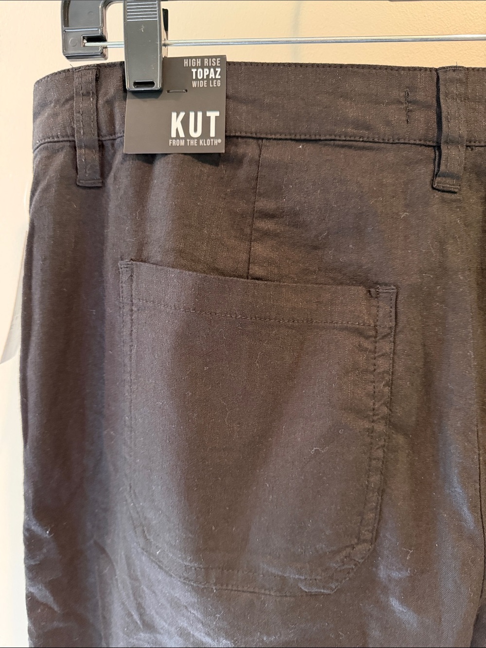 Kut from the Kloth 10 Topaz Black High-Waist Crop Wide Leg Linen Blend Pants - Picture 11 of 11